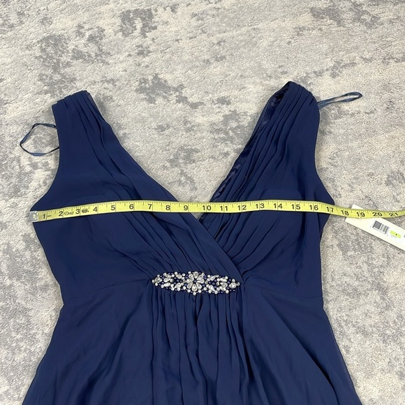 NWT Eliza J Embellished High Low Gown Dress Navy Blue Chiffon Sz 4 - Picture 11 of 16